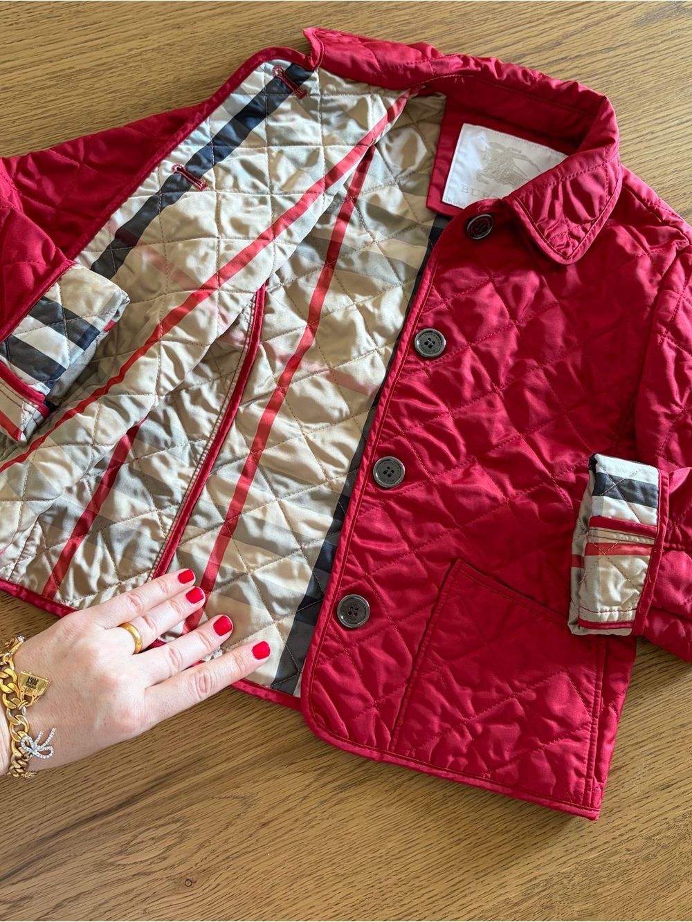 Authentic Burberry Jacket Girls Quilted Cherry Nova Check Coat Children 4-5 yrs